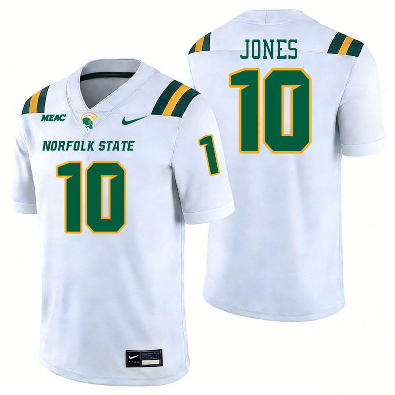 Norfolk State Spartans #10 Ty Jones College Football Jerseys,Uniforms Stitched-White